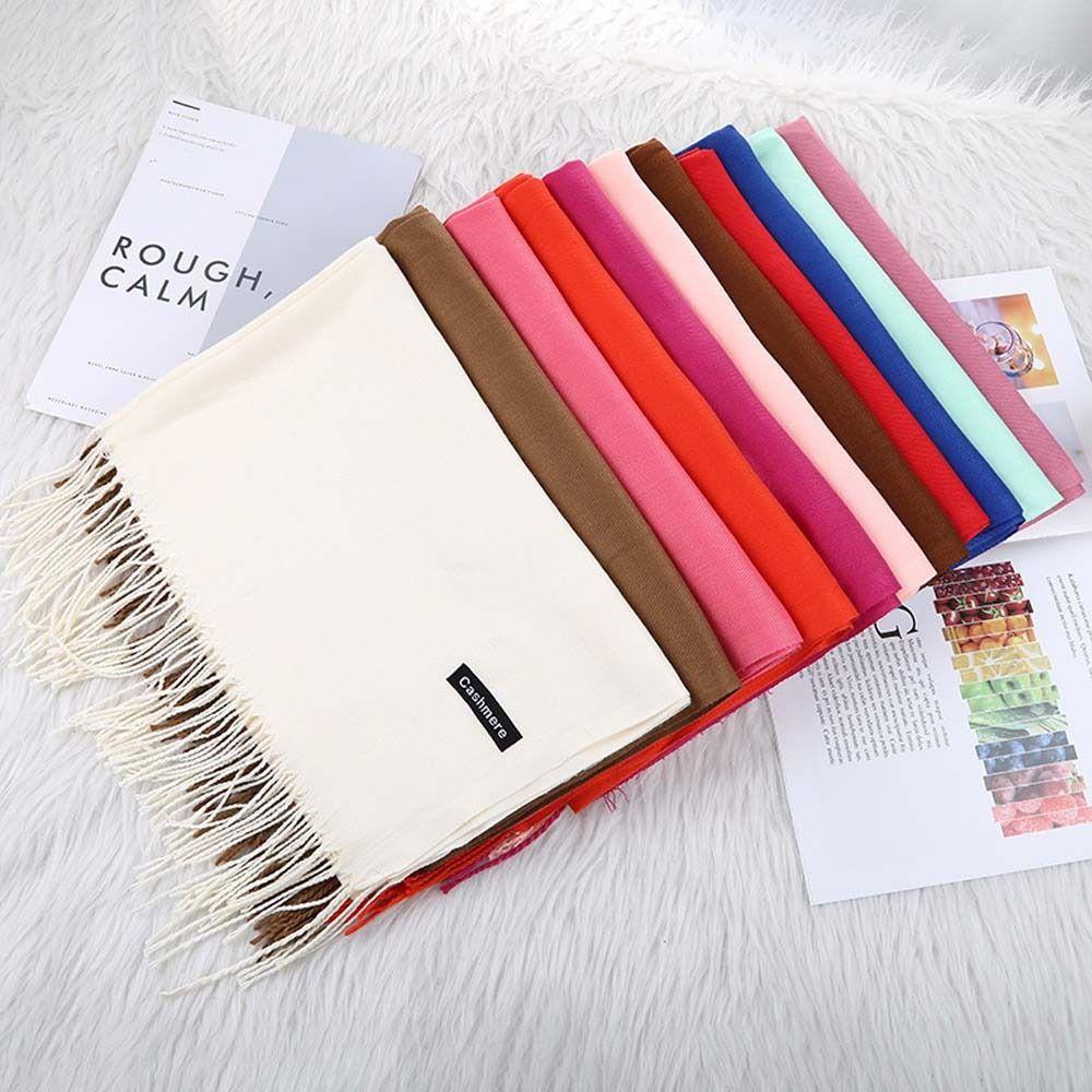 Tassel Winter Neck Scarves Wool Scarves Pure Color Shawl Elegant Scarf  Travel