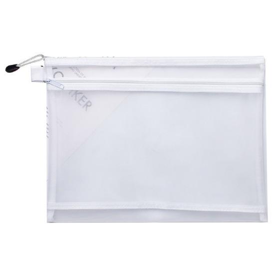 File Bag Storage Holder with Lanyard Zipper Closure Large Capacity Portable Transparent Document Storage Bag Office Supplies