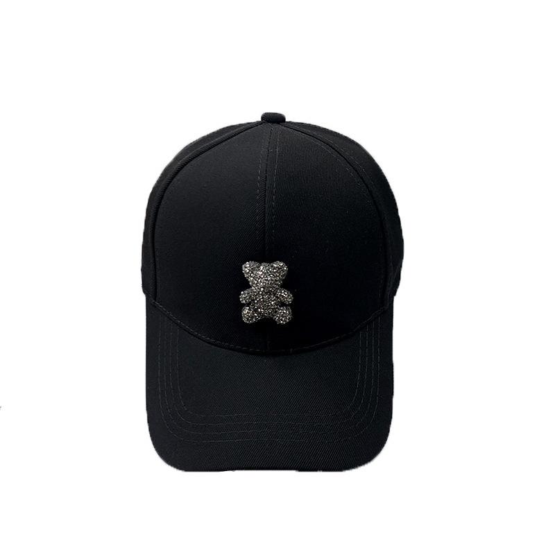 A New Fashionable Summer Sun Hat for Women  A Spring and Autumn Rhinestone Bear Baseball Cap  and A Face Showing Little Baseball Cap