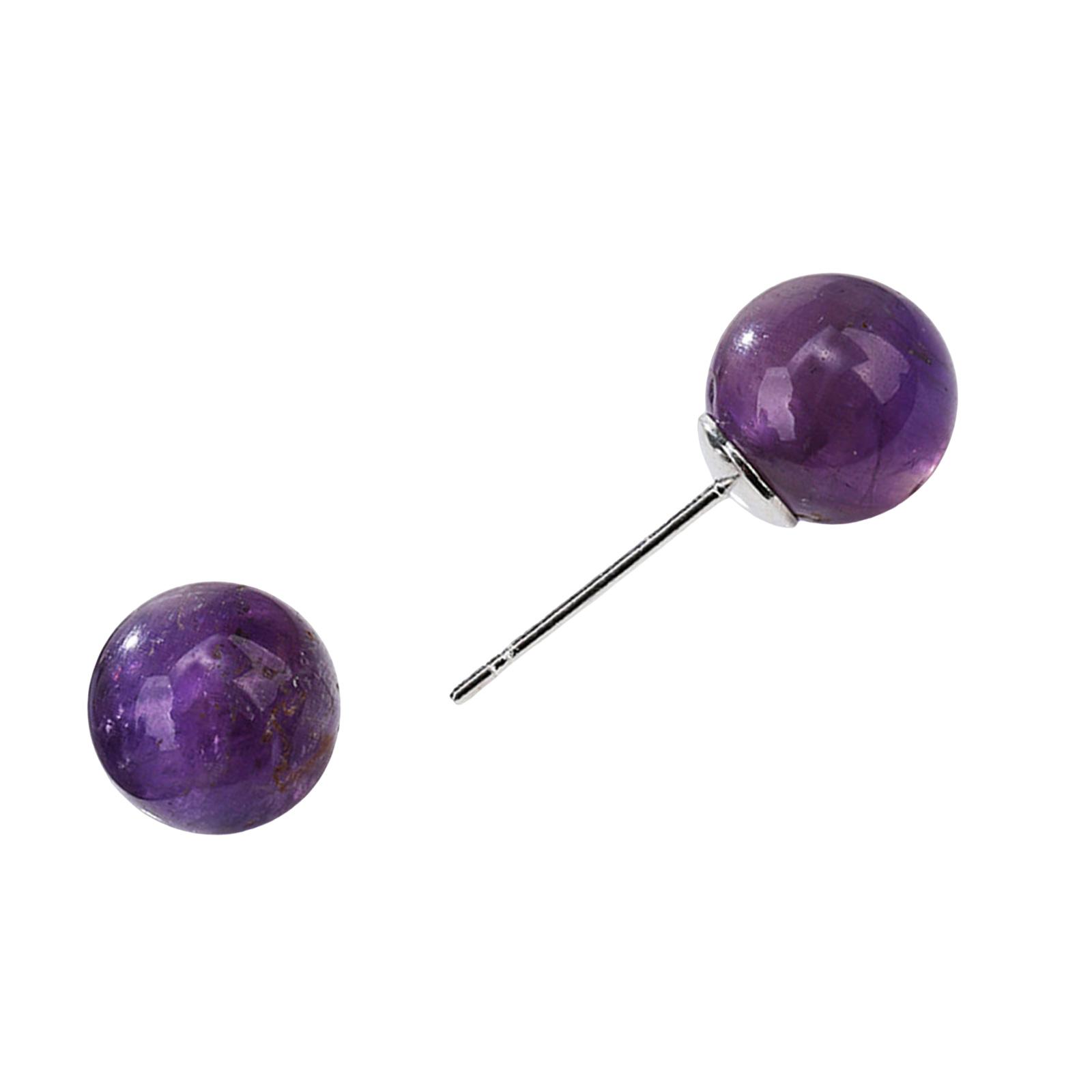 

Natural Crystal Round Bead Earrings Handmade Gemstones Ear Studs With Smooth Polish Delicate Everyday Accessory