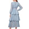 2025 Fall Womens Elegant French Chic Long Sleeve Midi Dress Vintage Lace Detail Slim Fit Casual A-Line Skirt