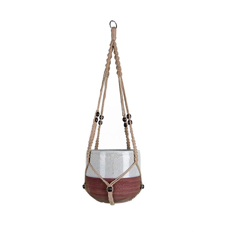 Hand-woven Bohemian Hemp Rope Hanging Basket Pendant
