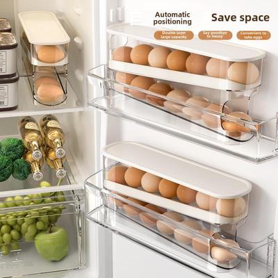Caixa Rolo de Ovos Automática para Porta Lateral de Geladeira - Armazenamento de Ovos Anti-Queda para Bancadas de Cozinha