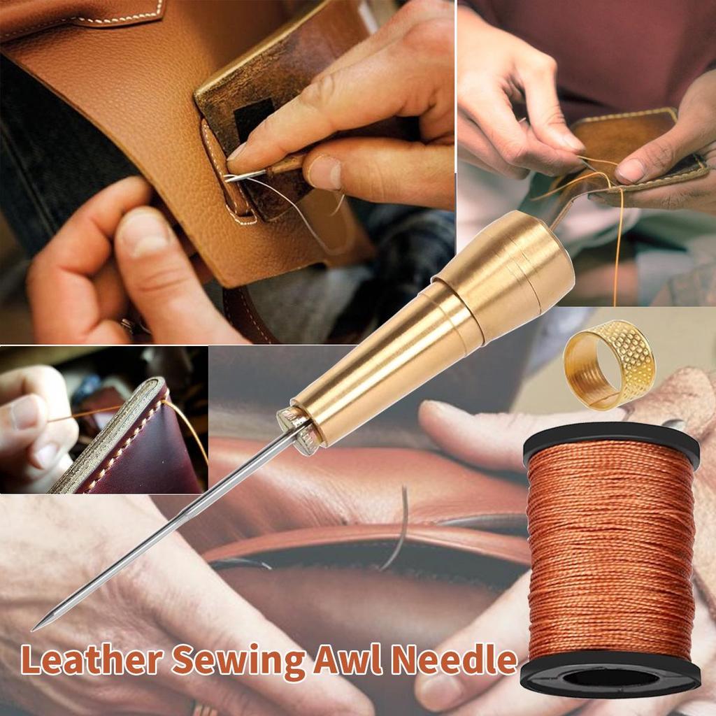 Exclusive Leather Repair Set with Replaceable Awl and Pure Copper Handle