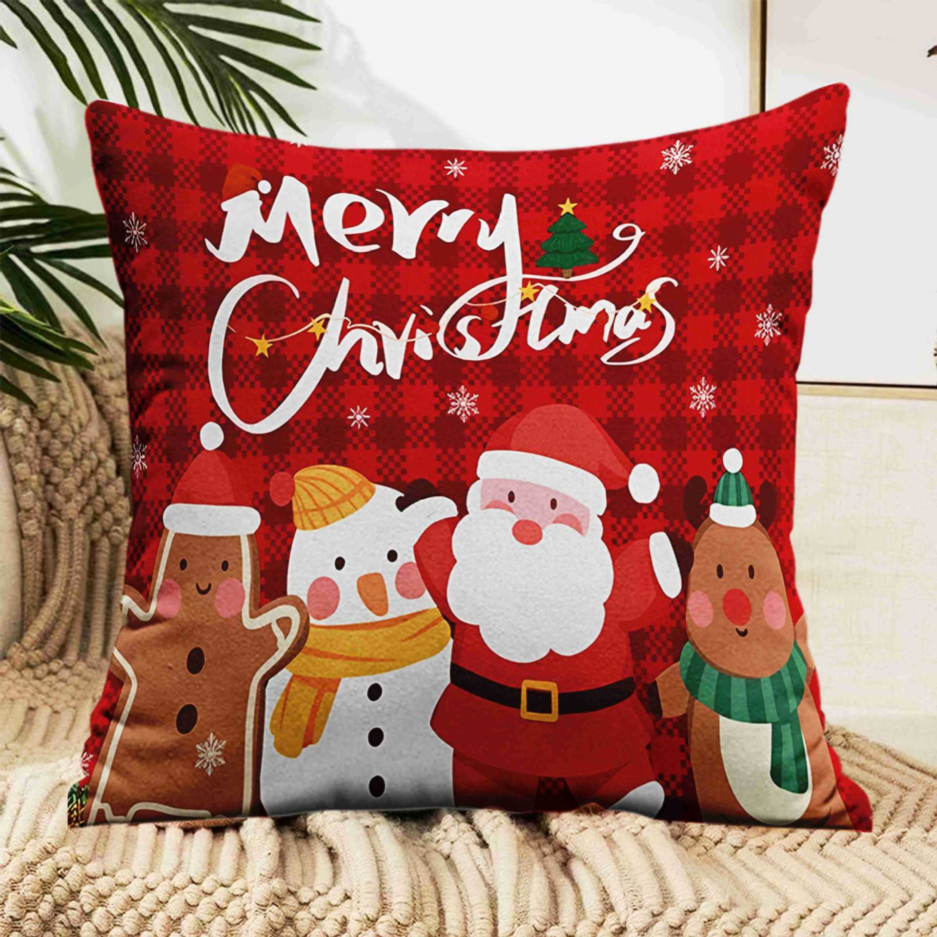 

Рождественская подушка Красная Праздничная Спальня Гостиная Диван Подушка Подушка Рождественское украшение Подарок на Рождество лучшему другу flannel 45x45cm double-sided [without pillow core]