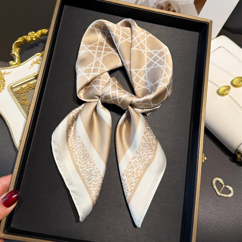 New Geometric Print Spring Summer Soft Satin Scarf Fashionable Commute Professional Neck Protection Square Scarves