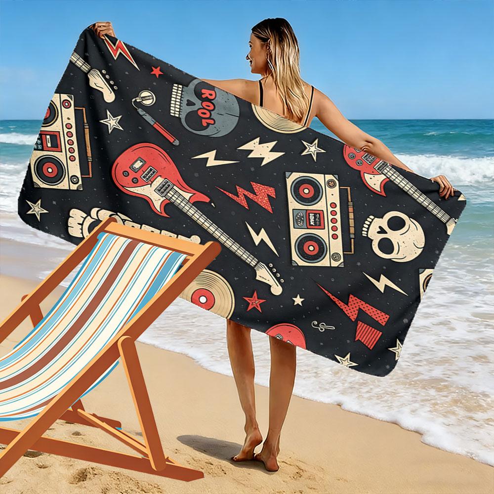 Rock-Vibe-Explosion Wandteppich Druck Strandtuch, schnell trocknend, geeignet für Reisen, Outdoor-Sportarten, Joggen, den Strand und Schwimmen, Geschenk