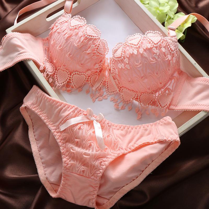 Women's Bra and Panties Girl Floral Lace Underwear Bra Set