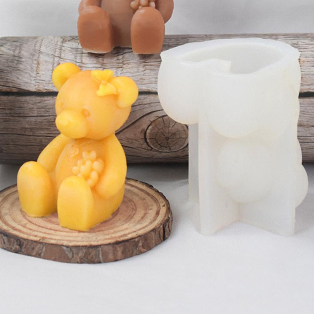 Silikonová forma pro zvířecí svíčku Forma na svíčku ve tvaru medvěda Snadné vybourání na svíčku Mýdlo Sádra Ornament Domácí dekorace