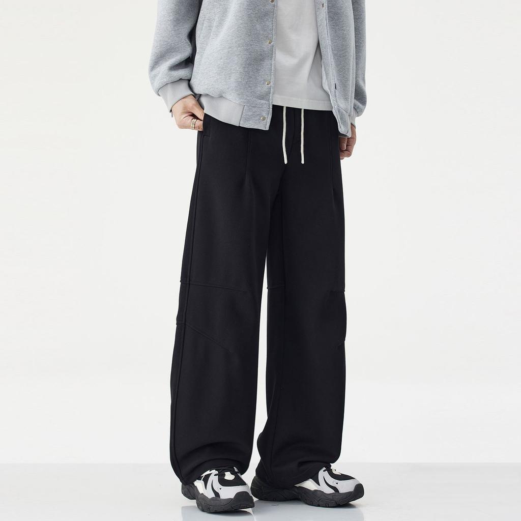 American trendy brand versatile elastic waist scimitar design sweatpants men's trend loose wide-leg sports casual long pants