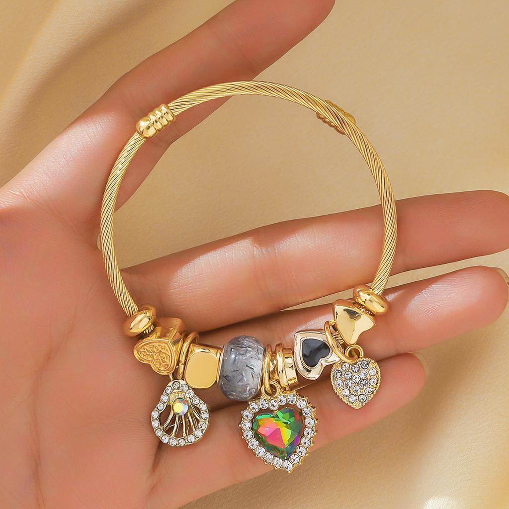 1PC Women's Fashion Pan Family Multi Element Beaded Love Bracelet Date Travel Banquet Party Holiday Dressing Gift