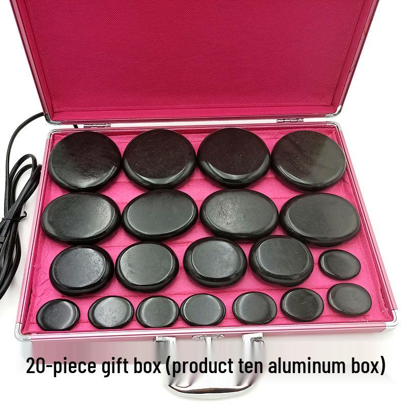 20-Piece Volcanic Energy Stone Massage Set with Heating Box and Essential Oil