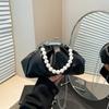 Luxury Pearl Handle Cloud Bag For Women PU Leather Pleated Shoulder Bag Elegant Female Crossbody Bag Clutch Evening Purse