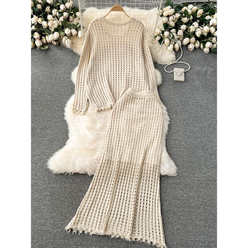 Korean Style Early Spring Wear Idle Style Cut Out Knitting Suit