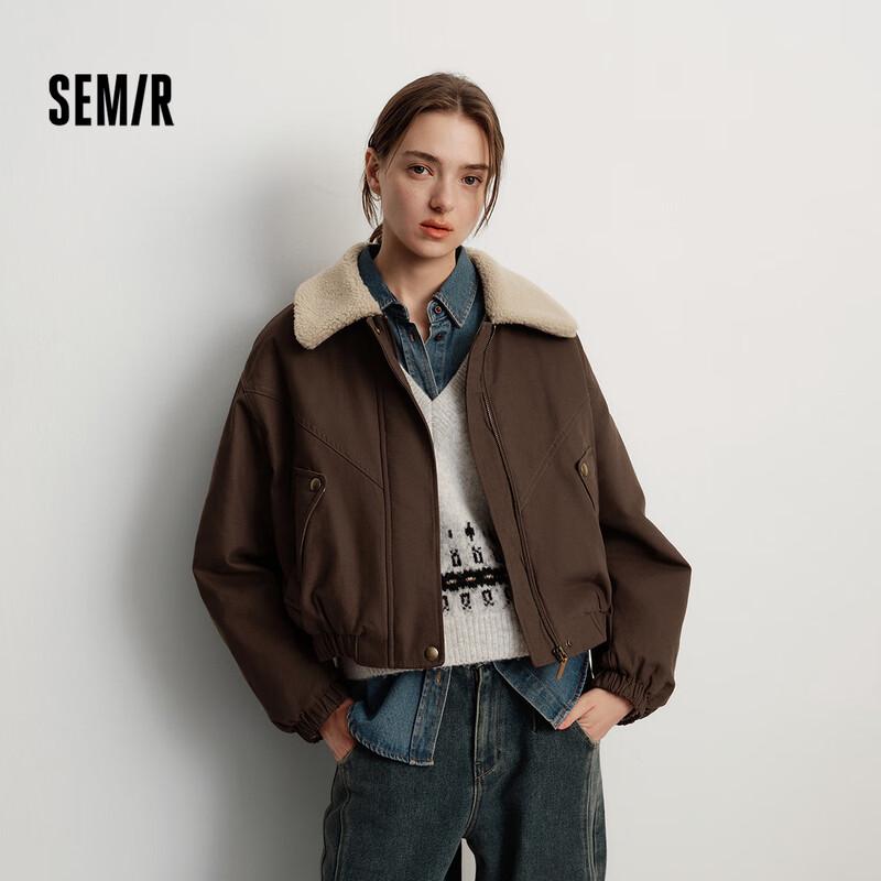 Semir Women's Winter Padded Faux Shearling Oversized Barn Jacket
