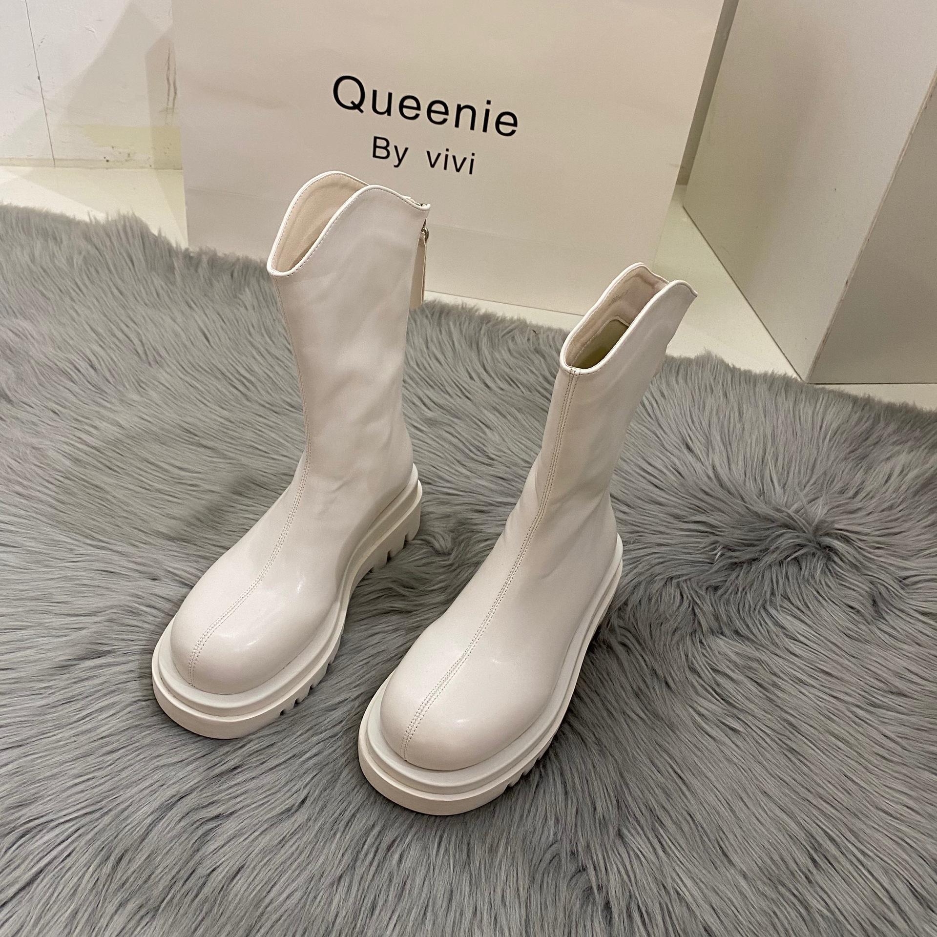 

Женские ботфорты на платформе, роскошный бренд, белые ботильоны, осень 2025, женские ботильоны, зимняя обувь, ботильоны женские люкс 9