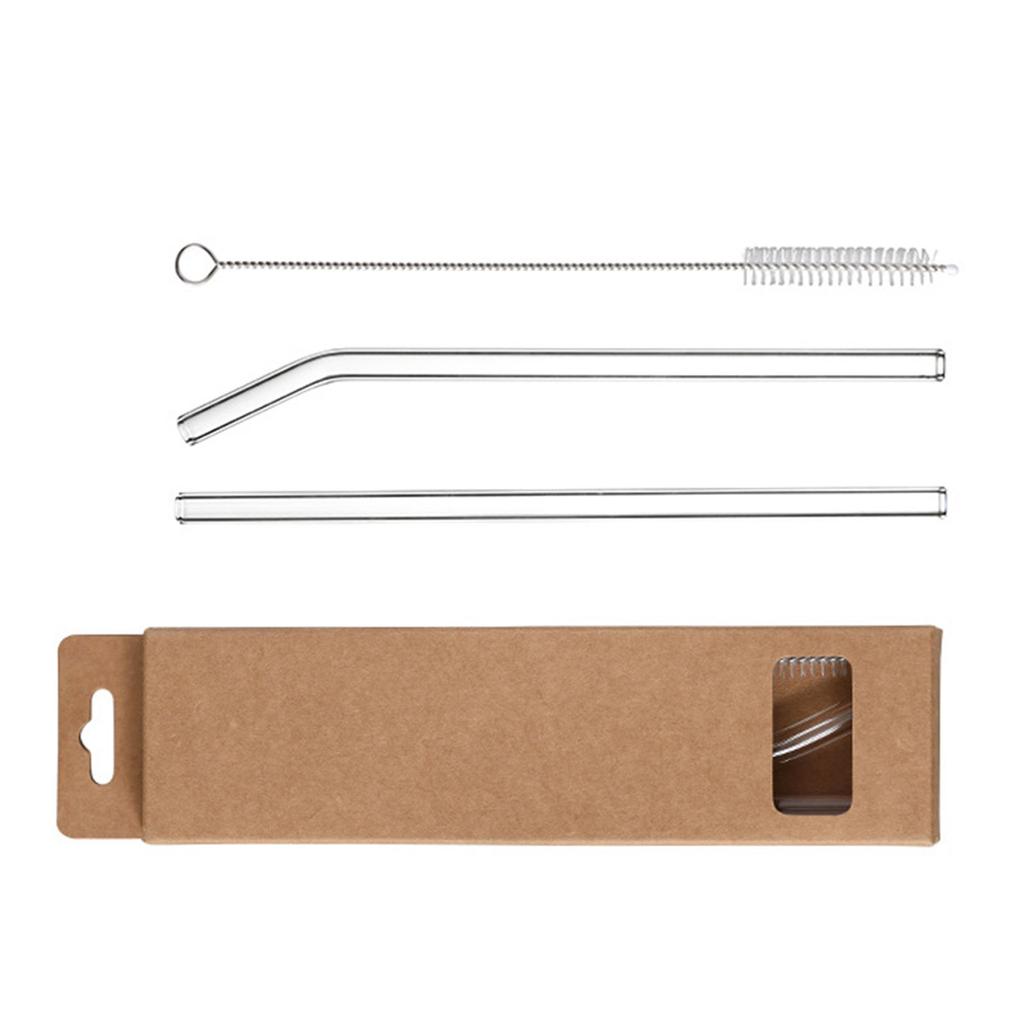 Durable Glass Drinking Straws Set Trendy Glass Drink Straw Brush Set for Reducing Plastic Waste In Everyday Life