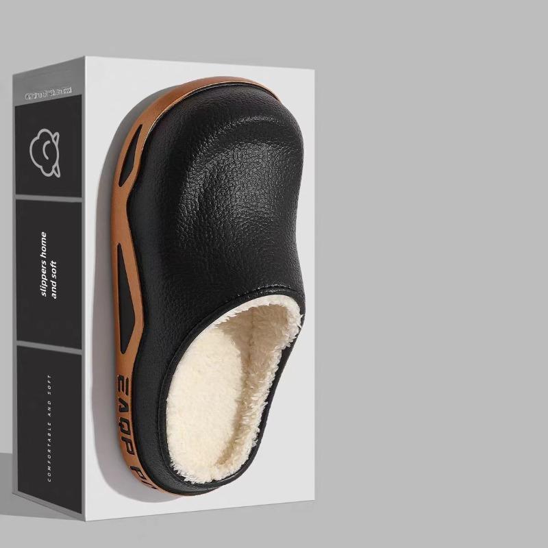 Cotton Slippers Men's Winter Plus Velvet Warm Thickened Slippers Indoor Home Waterproof Cotton Shoes