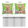 Pillow Case Cute Bunny Yorkie Terrier Dog Easter Eggs Basket Soft Pillow Cover For Sofa Home Decor Funny Pillowcases