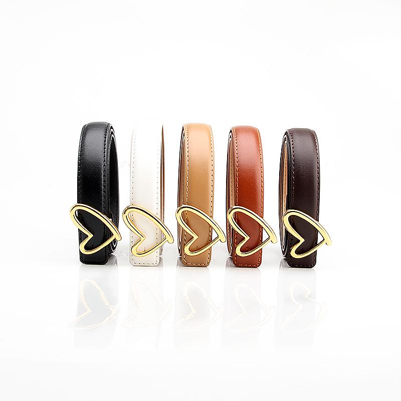 Women's Versatile Heart Buckle Fashion Belt for Jeans and Dresses with PU Leather Details