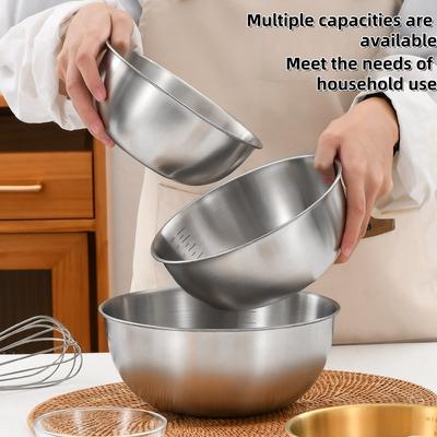 Bassine à Mélanger Œufs Farine en Acier Inoxydable Saladiers Récipient pour Fruits Légumes Nouilles pour Vaisselle de Cuisine Outil Bol à Pâtisserie