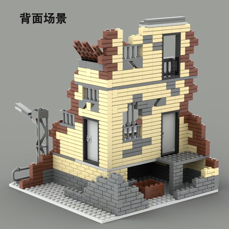 Non-Toxic New World War Ii Military Building Blocks Moc City Street Battle Damage Ruins Miniature Model Platform Scene Creative Toy