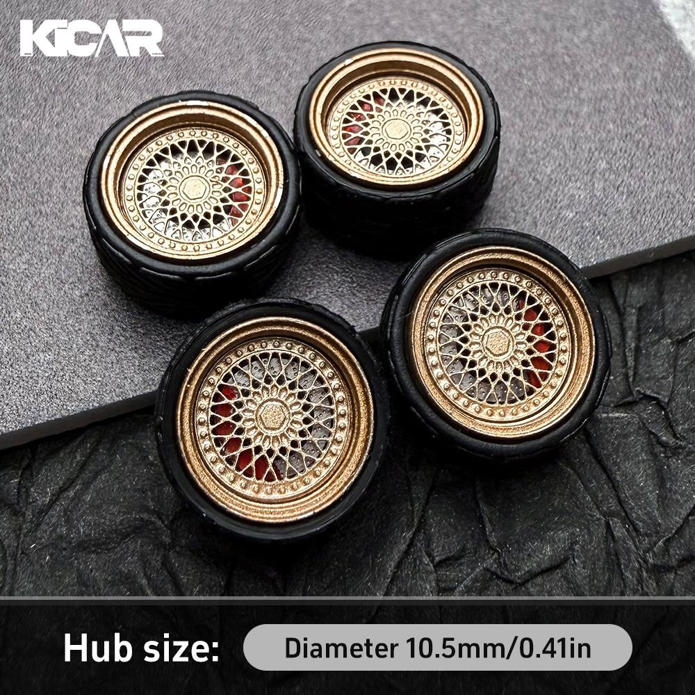1/64 Legering Model Wielen Diameter 10,5 Mm Velgen Met Rubberen Banden 4 Stuks Set Voor Tomica Wielen Matchbox Modelauto's