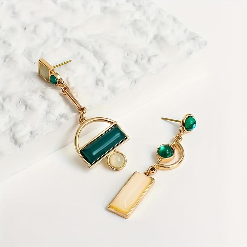 1 Pair Creative Women's Geometric Pendant Resin Asymmetric Jewelry, Very Suitable As A Gift for Bride and Bridesmaids