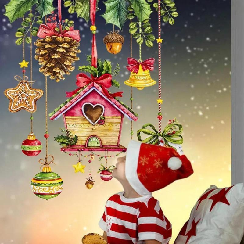 Creative Christmas House Wall Stickers Home Holiday Decorations Christmas Series Self-adhesive Wall Stickers Christmas Stickers