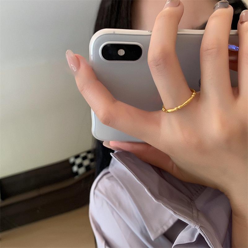 French Geometric Design 18K Gold-Plated Titanium Steel Women's Retro Fashion Ring