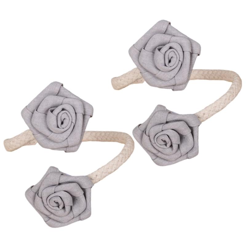 

2Pack Adjustable Curtain Tiebacks Rustics Cloth Rope and Cloth Flower Holders Holdbacks for Window Drapes Decorations світло-сірого кольору