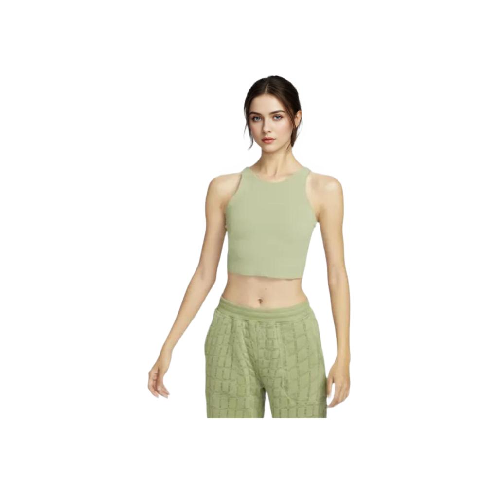 Nike Yoga Dri-Fit Luxe Logo Print Short Sports Tank Top Women Tops Matcha-Green DQ6033-386