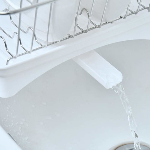 Hinata produce Stainless Steel Dish Drainer with Flowing Water, Adjustable Drain, Can be Placed Vertically or Horizontally, Dish Holder, Chopstick Hol