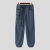 INCERUN Men Zip-up Waist Stitching Belt Corduroy Casual Long Harem Pants Trousers 