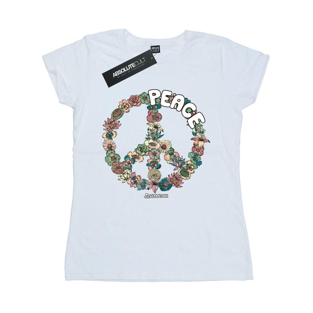 Woodstock Womens/Ladies Floral Peace Cotton T-Shirt