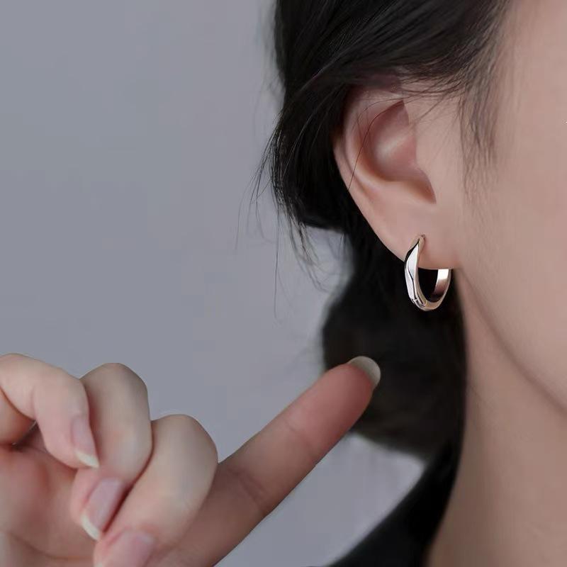 2024 New High-End Irregular Hoop Stud Earrings - 925 Sterling Silver for Women