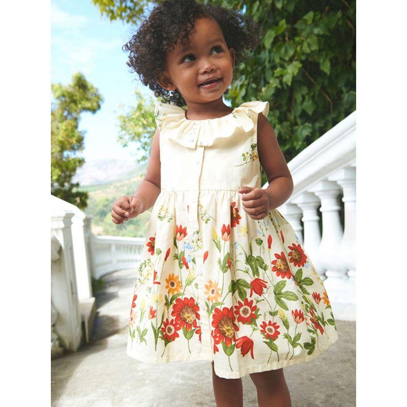 Girl Dress Pure Cotton Print Vest Dress Doll Type Dress Children's Summer Clothing Beige Sleeveless Princess Dress 56