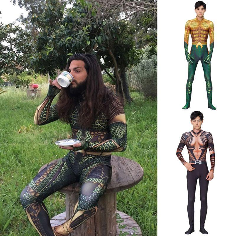 Aquaman Arthur Curry Cosplay Kostüm Bodysuit Perfekt für Halloween Cosplay**