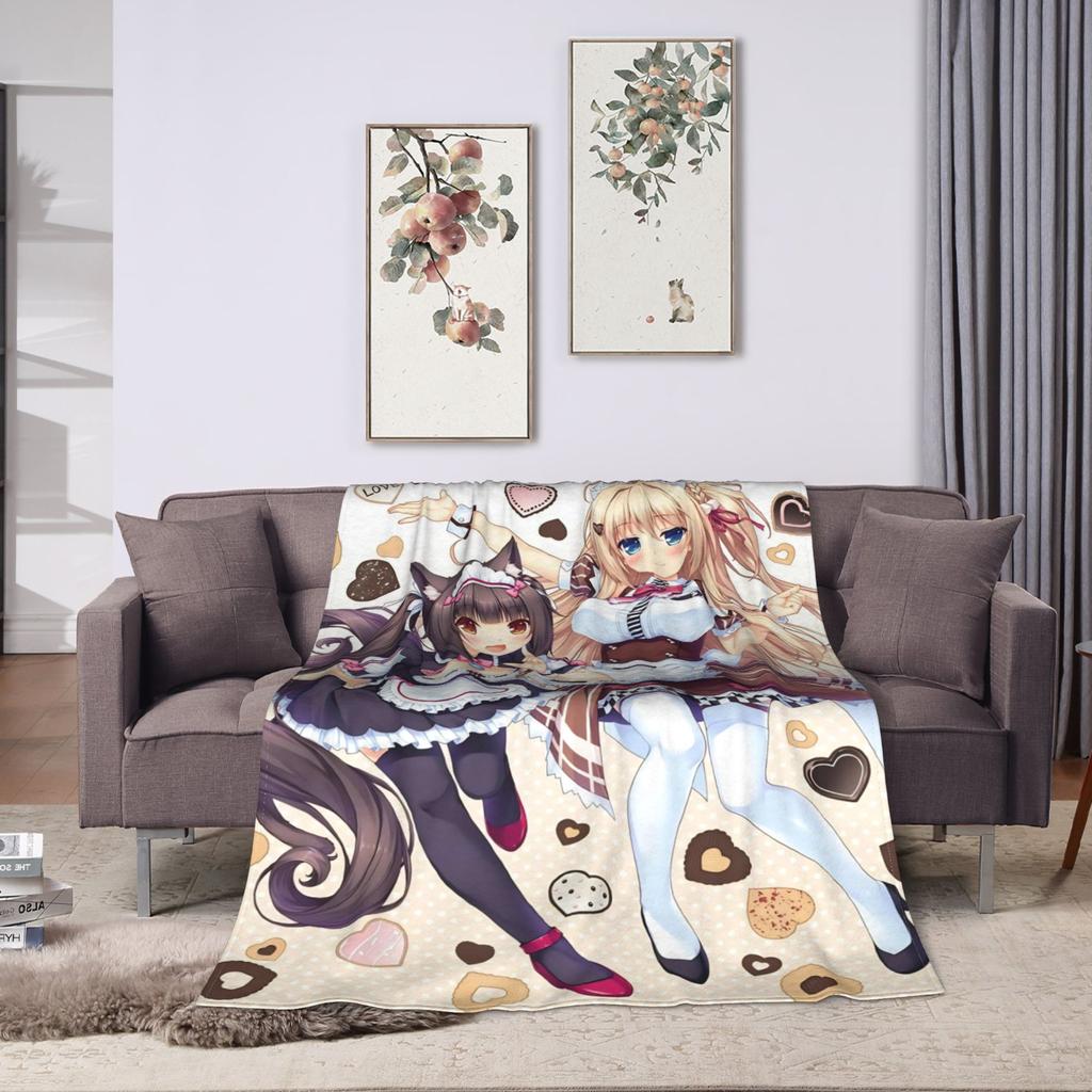 Cartoon Anime Nekopara Blankets Flannel Funny Warm Throw Blankets for Bedspread Textile Decor