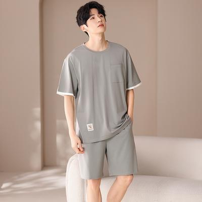 Pijama de Verano de ALGODÓN MODAL para Hombre Conjunto de Pijama de Punto Ropa de Dormir para Niños Grandes Pijamas Trajes de Noche Pijamas Color block Ropa para el Hogar