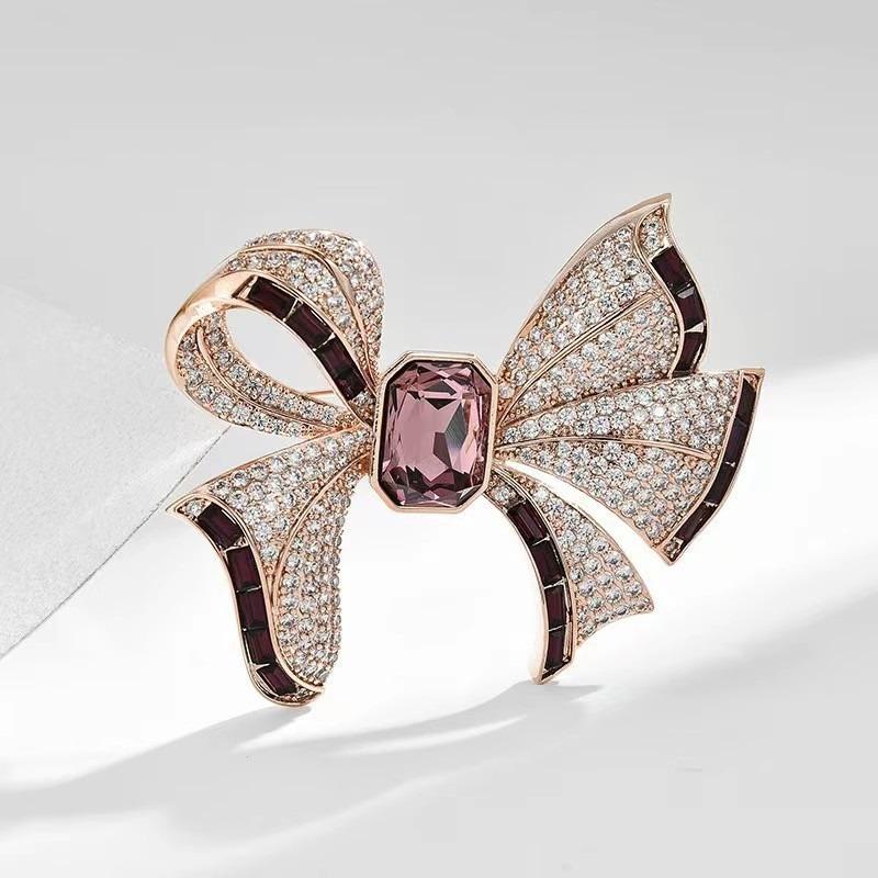 

Элегантная и изысканная, изысканная брошь-бант, женская нишевая модная брошь, пальто, плащ фиолетовый/красный