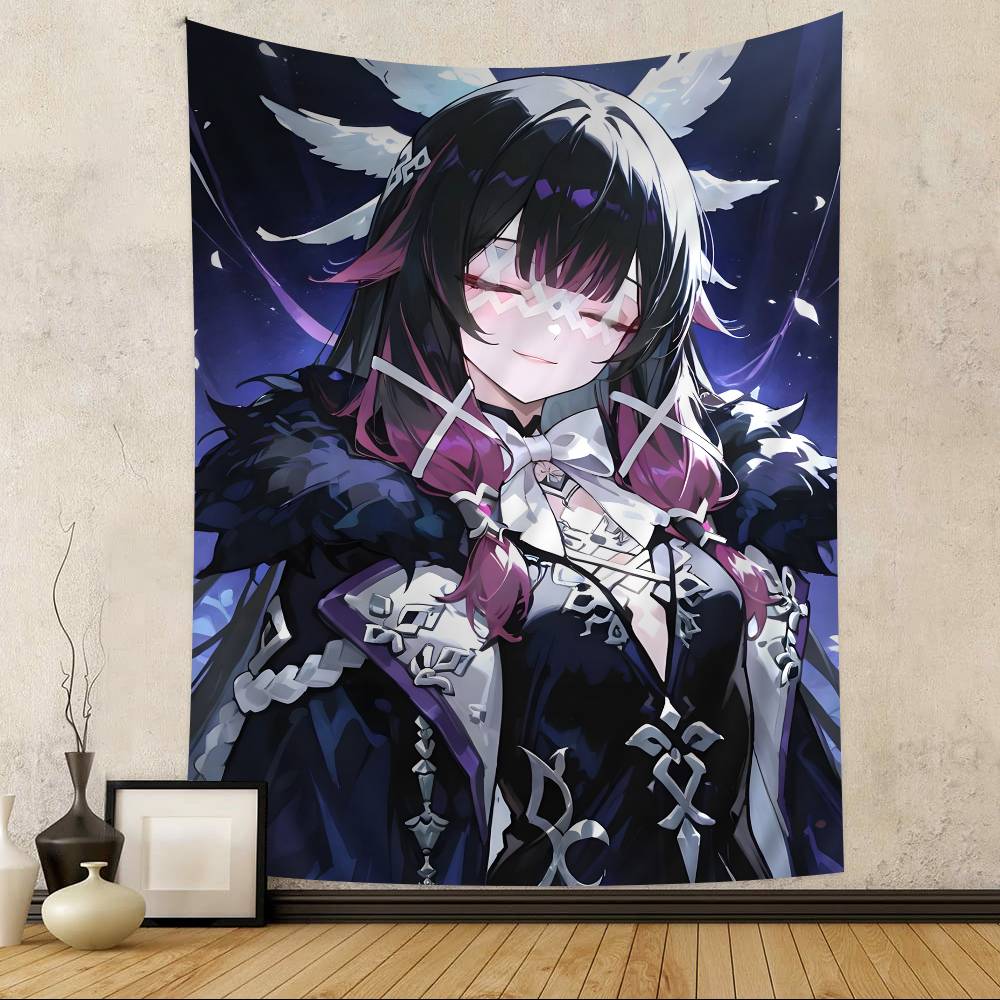Genshin Impact Columbina Anime Tapestry Hippie Flower Wall Carpets Dorm Decor Wall Hanging Home Decor