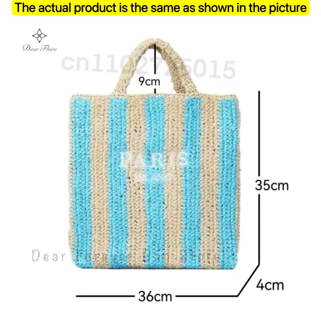 Women'S Fashion Large Capacity Handmade Straw Knitting Tote Bag Summer Travel Beach Shoulder Bags Casual Simple Portable Handbag