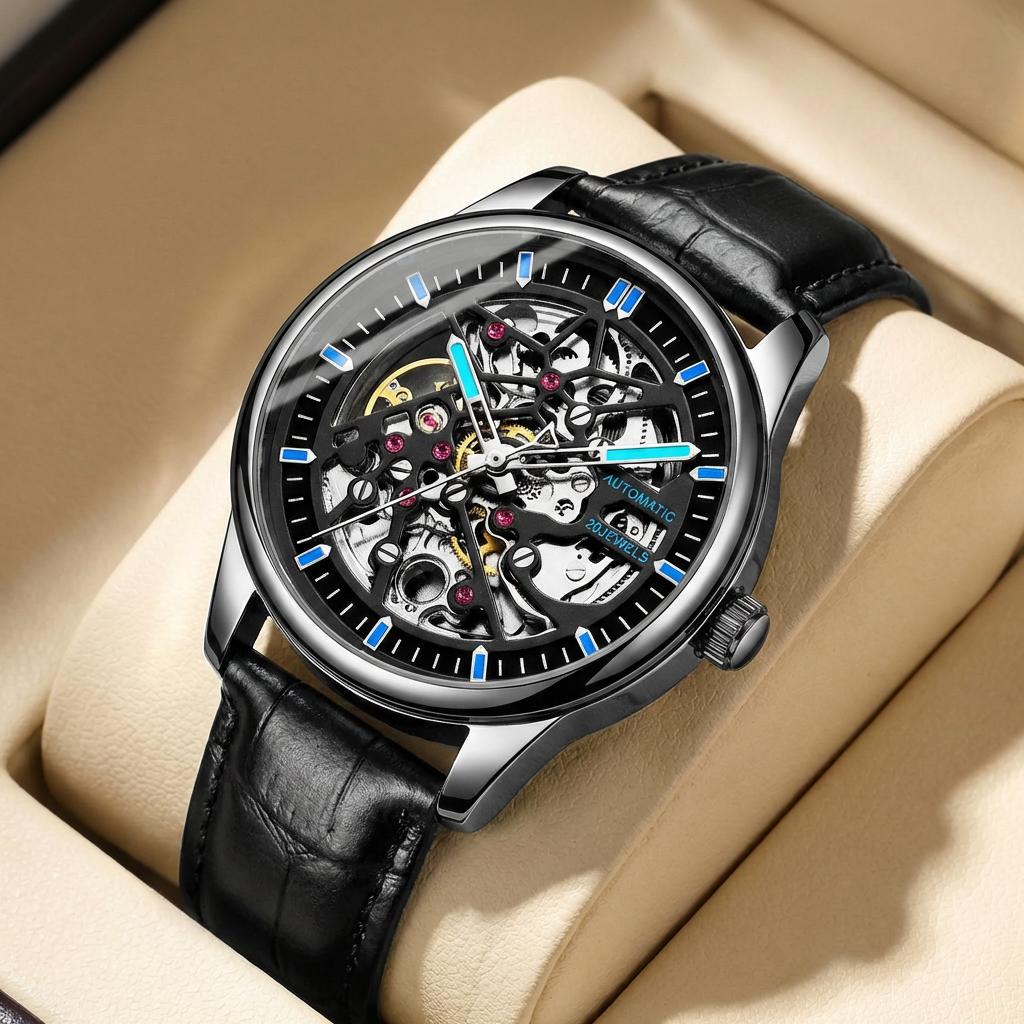 New Men's Hollowed Out High-End Fully Automatic Trend Steel Mechanical Watch