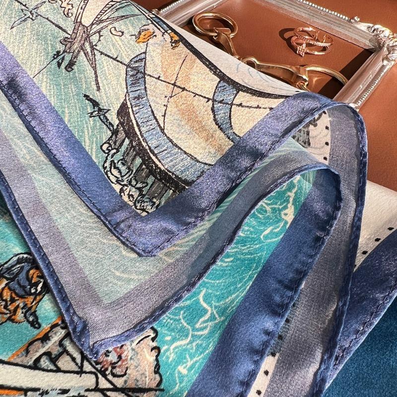 Spring new ship printed silk scarf women's high-grade mulberry silk small square scarf decorative scarf gift