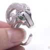 Nowy Popularny Spersonalizowany Pierścionek z Głową Owcy z Inkrustowanym Diamentem Pierścionek Zwierzęcy i Biżuteria Zodiakalna