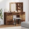 Makeup Table with Mirror Lighting (3 pcs) Brown Particleboard