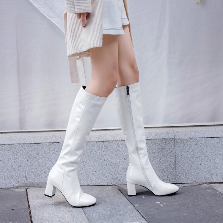 Long boots women's 2026 autumn and winter new boots women's middle heel women's boots patent leather high boots women's boots