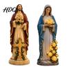 Decoración Religiosa para Exteriores Estatua de Luz de Jardín de la Santísima Madre con Flor Lámpara USB Adorno Resistente a la Intemperie Rosa Brillante Decorativa para Cristianos