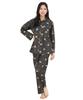 SAZAC Kuromi Shirt Long Sleeve and Pants Loungewear Pajamas, Broadcloth, 100% Cotton, Women's Set, (Black/L/SAN1902)